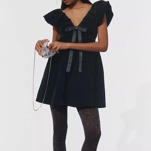 Chic Black Mini Dress with Bow Detail